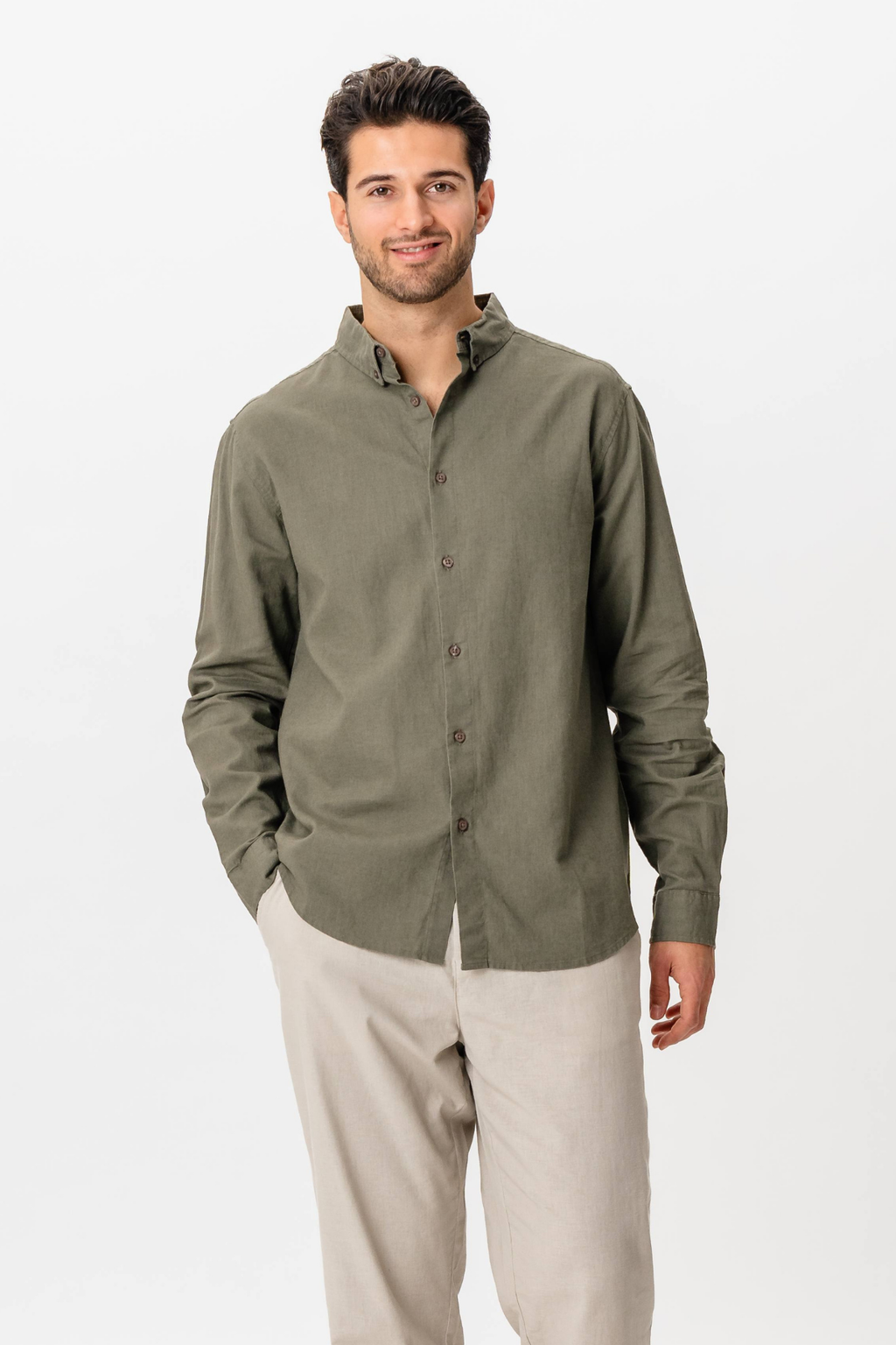 Camicia di lino - esercito