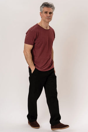 Deep Round Neck - Mottled Red