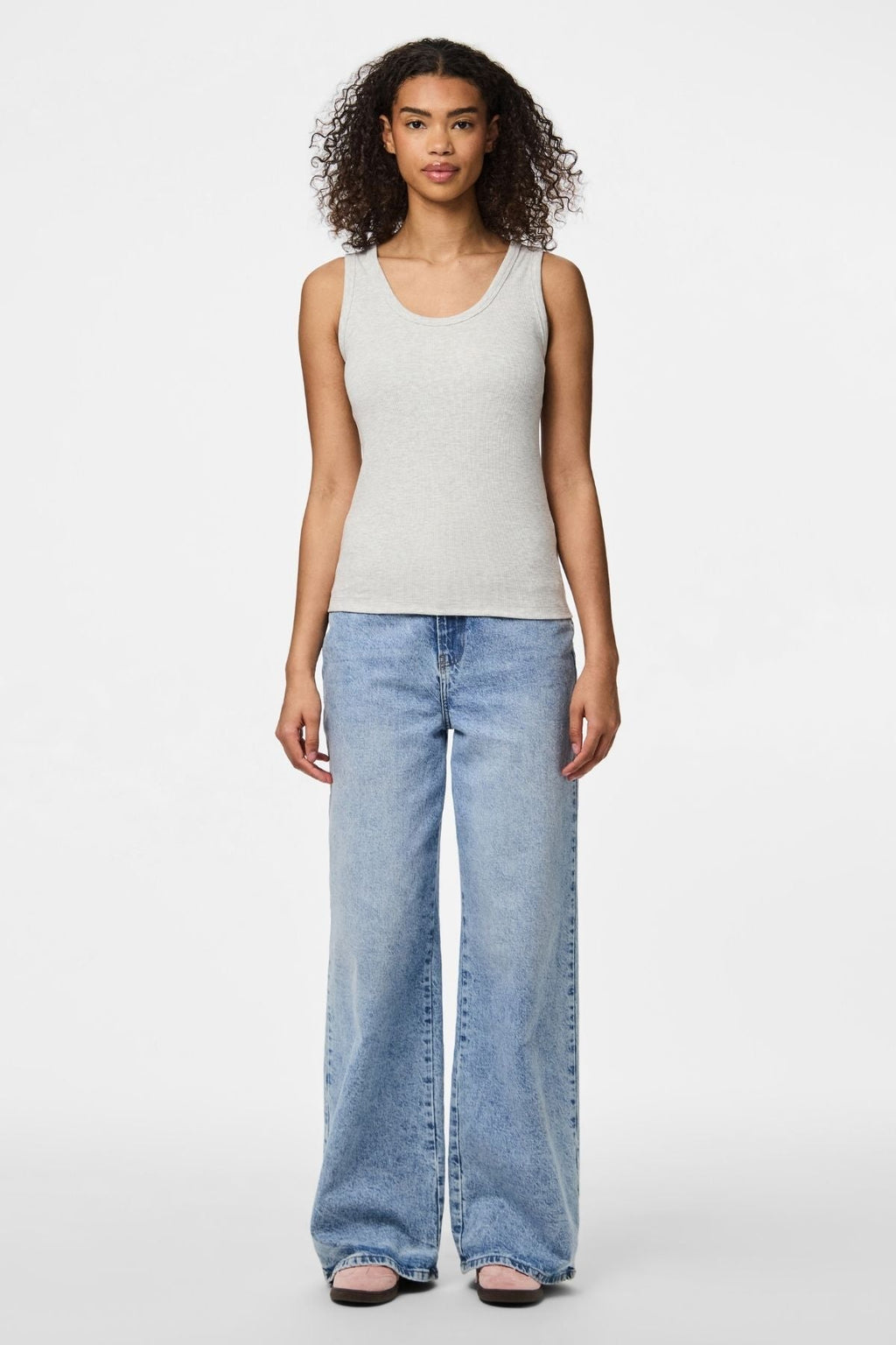 May Tank Top - Light Grey Melange