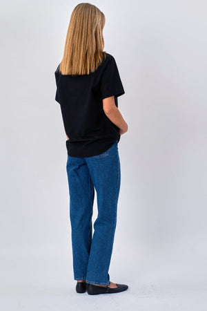 Camicia in lino a maniche corte - Nero