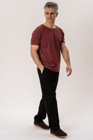 Deep Round Neck - Mottled Red