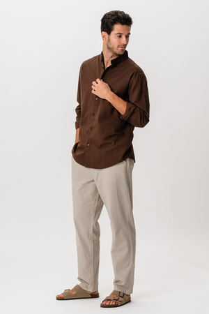Camicia di lino - caffè