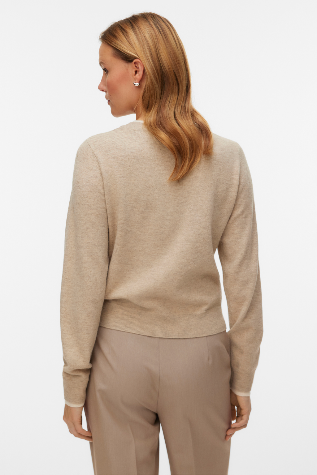 Wonderful O-Neck Cardigan - Silver Mink Melange w. Birch