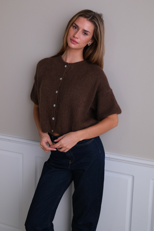 Mary Short Sleeved Knit - Brown