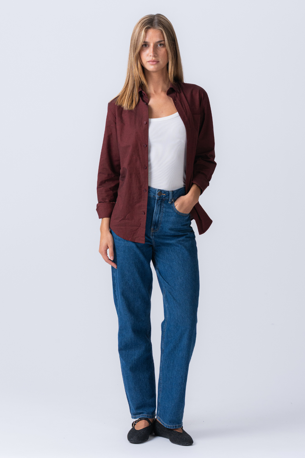 Fidanzato oxford camicia - Borgogna