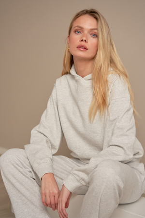 Felpa con cappuccio senza coulisse - grigio