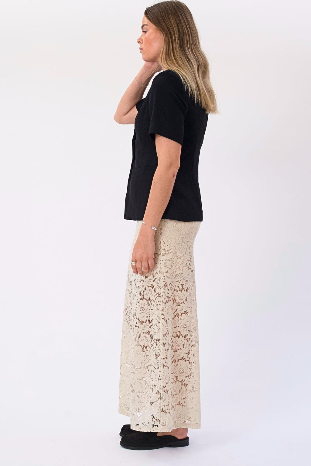 Gonna lunga in pizzo Amara - Beige chiaro
