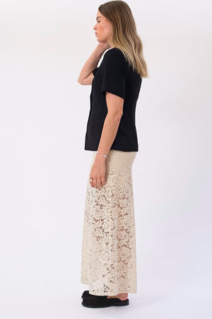 Gonna lunga in pizzo Amara - Beige chiaro