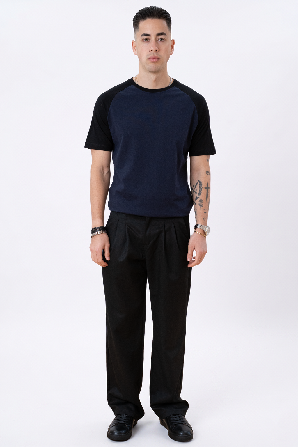 T-shirt Raglan di base-Navy nero