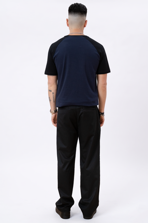 T-shirt Raglan di base-Navy nero