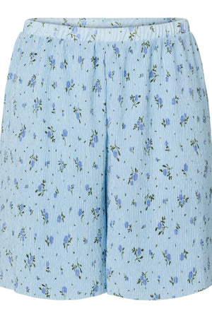 Flora a vita alta Shorts - Fiori di cashmere blu-blu