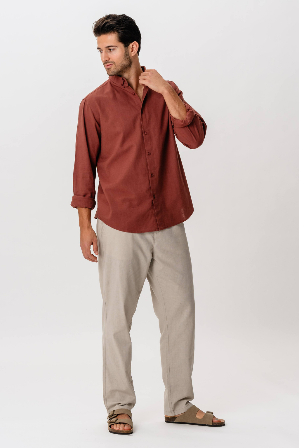 Camicia di lino - Terracotta