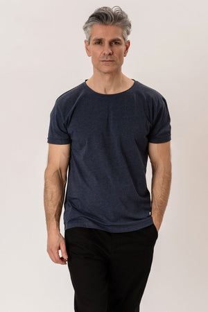 Deep Neck T-shirt - Mottled Blue