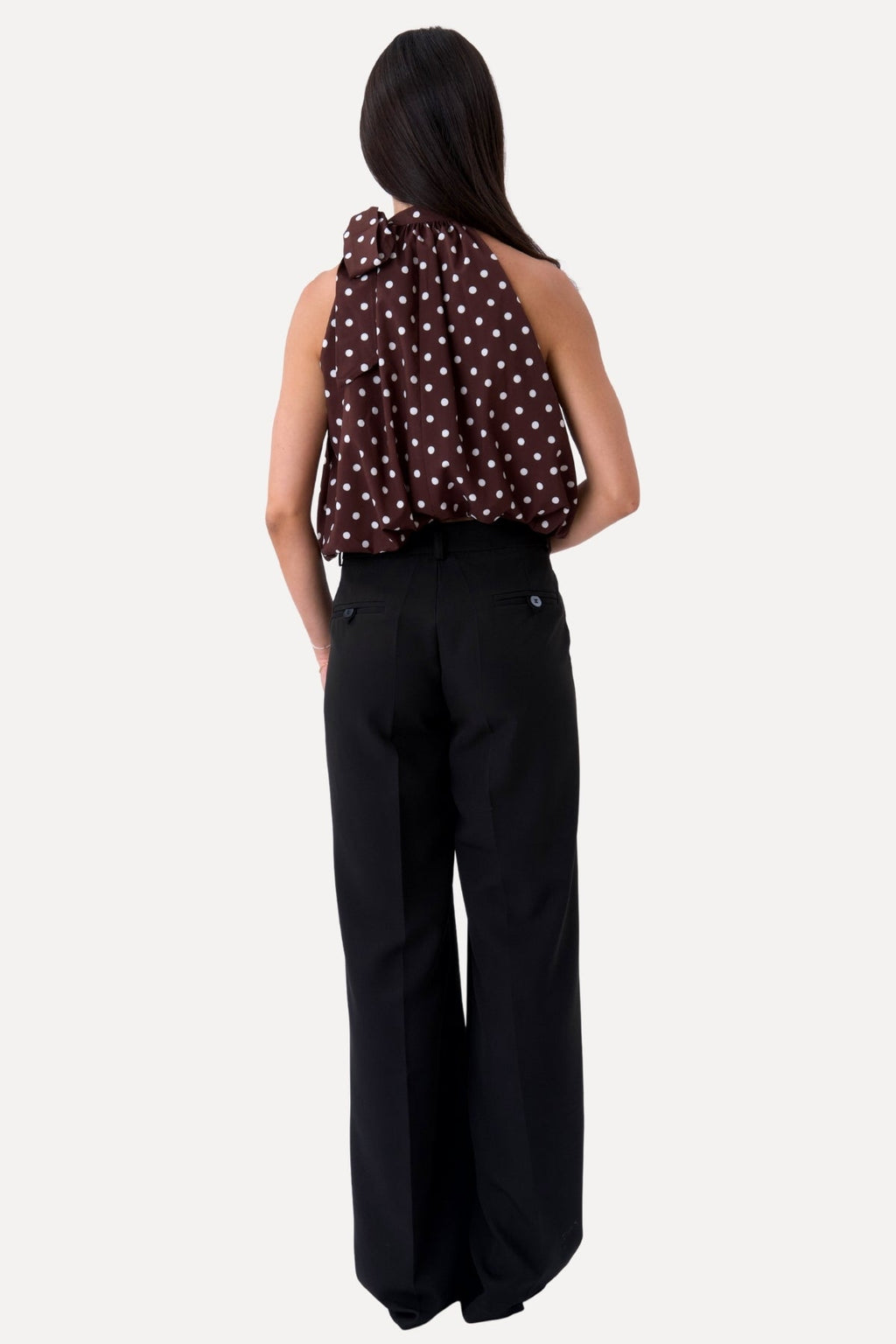 Top Wilma - Pois Marrone/Bianco