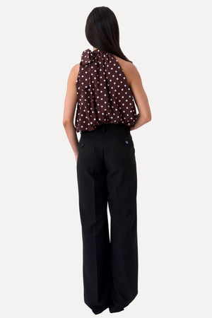 Top Wilma - Pois Marrone/Bianco