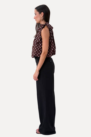 Top Wilma - Pois Marrone/Bianco