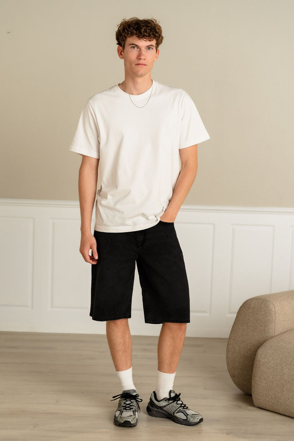 Denim Shorts Sciolto - Solido Nero