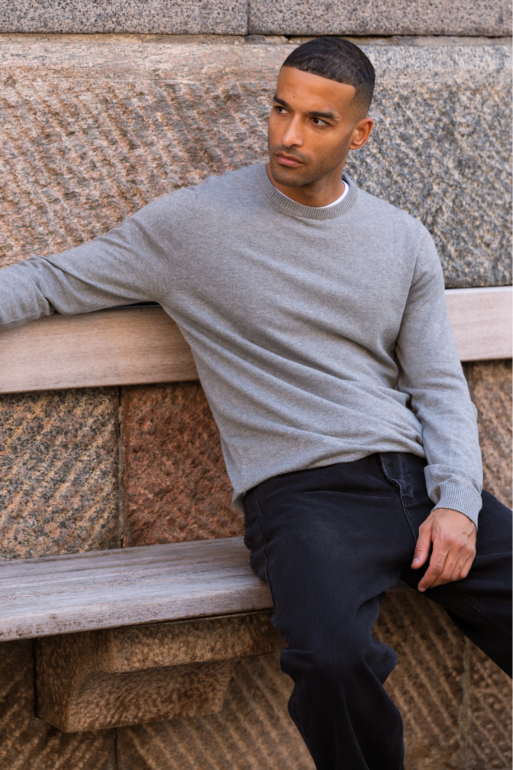 Pullover girocollo - Grigio Melange