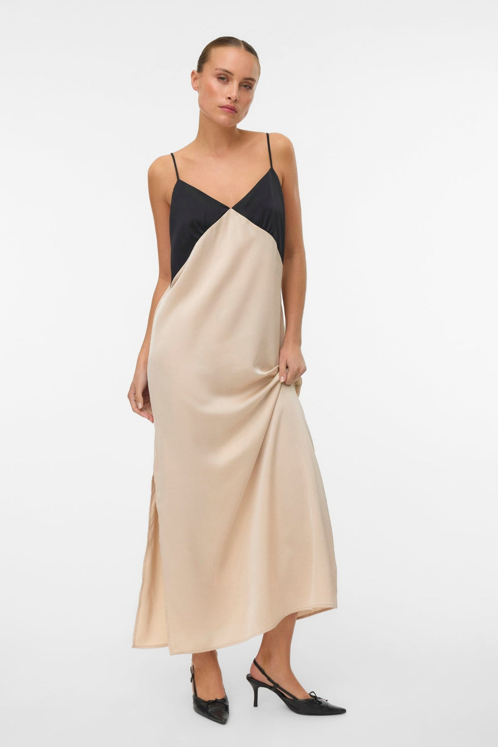 Abito alla caviglia con canotta Joy - Nero Contrasto di cemento