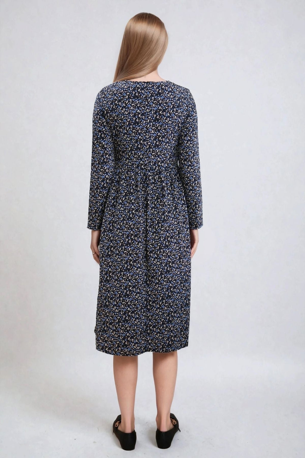 Nadia Midi Dress - Black -Floral