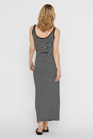 Maria Dress - Black / White Striped