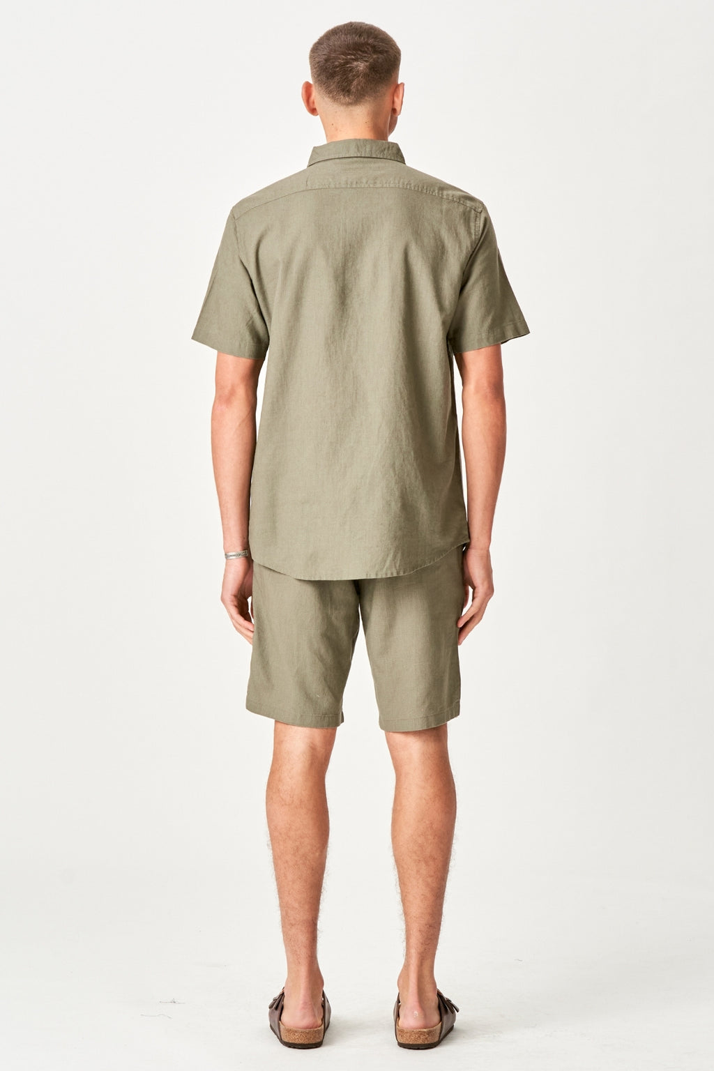 Linen Set Short-Sleeved Shirt + Linen Shorts – Army (Package Deal)
