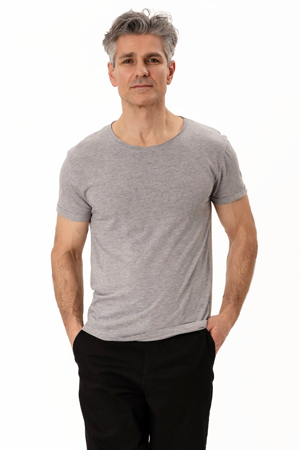 Deep Round Neck - Light gray
