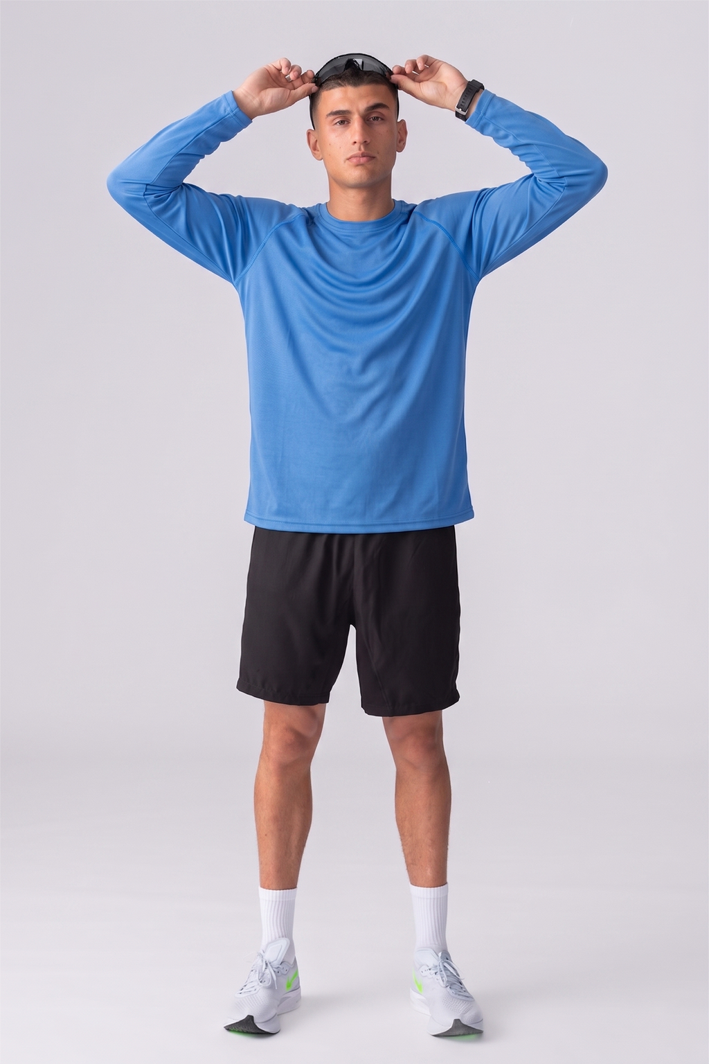 T-shirt da allenamento a maniche lunghe-Blu