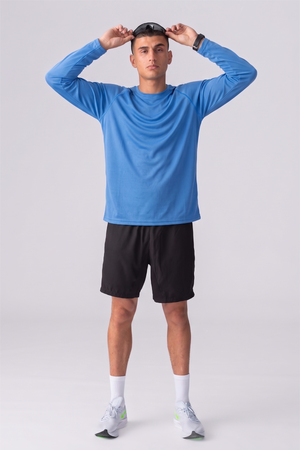 T-shirt da allenamento a maniche lunghe-Blu