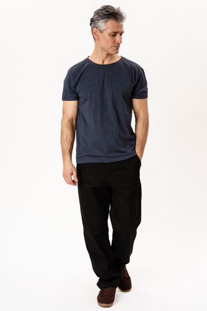 T-shirt con collo profondo - Blu screziato