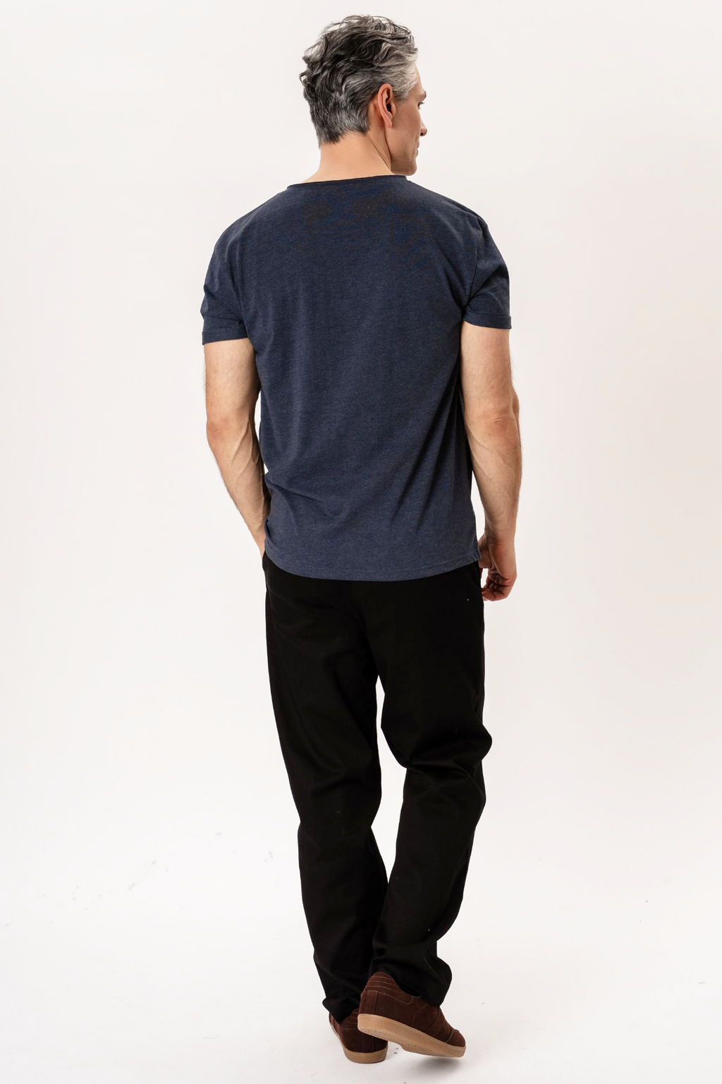 T-shirt con collo profondo - Blu screziato