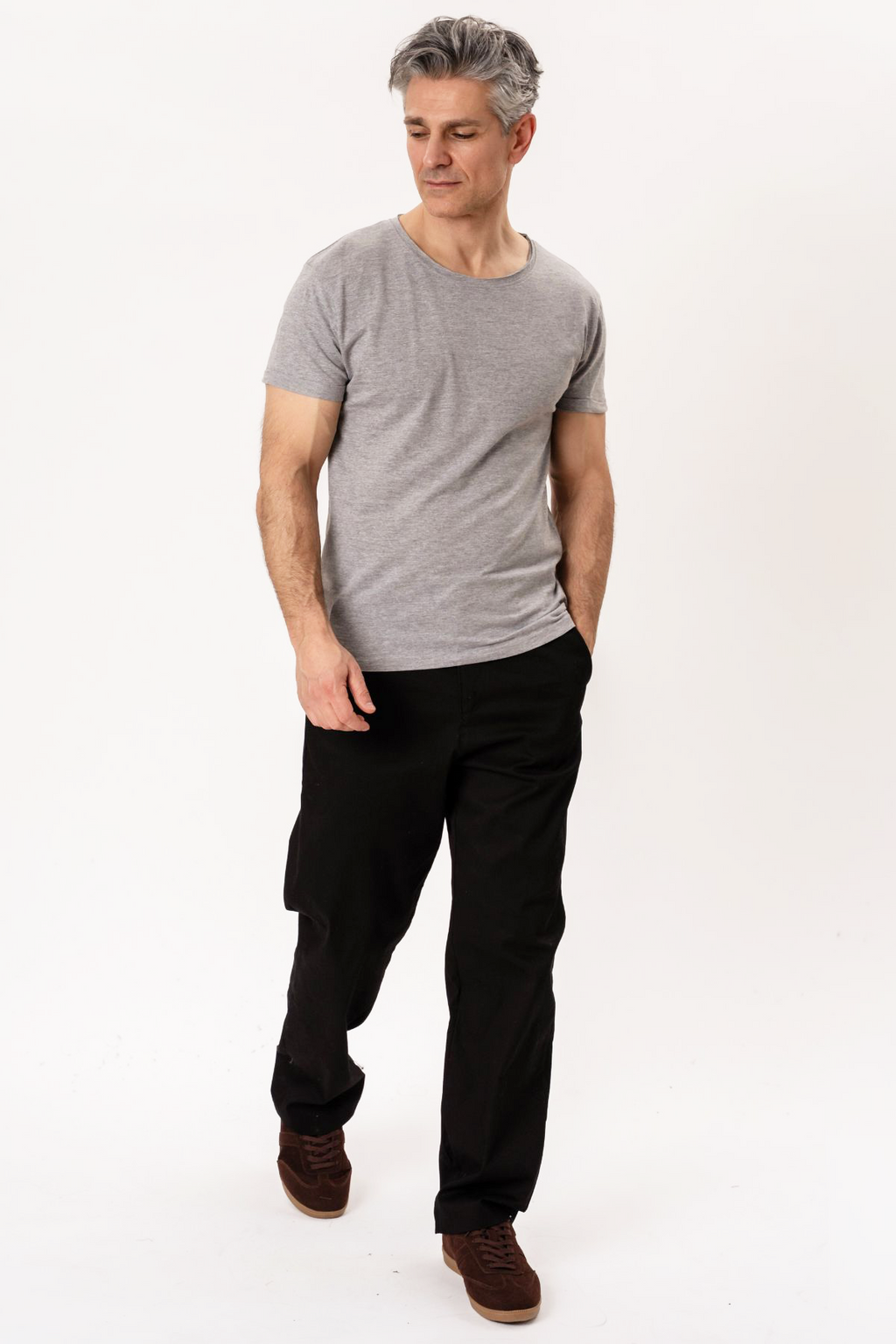 Deep Round Neck - Light gray