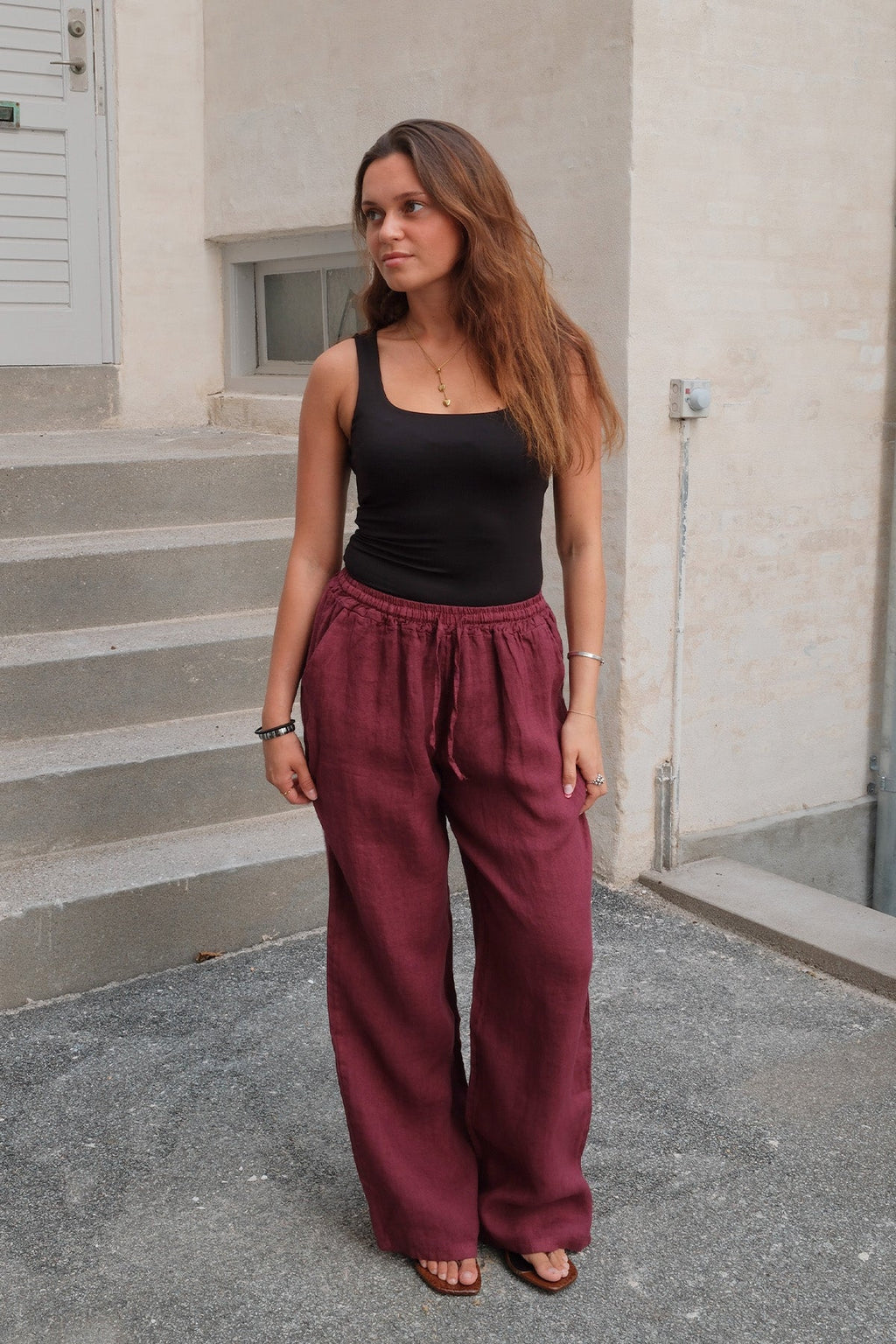 Astrid Lino Pants - Rosso