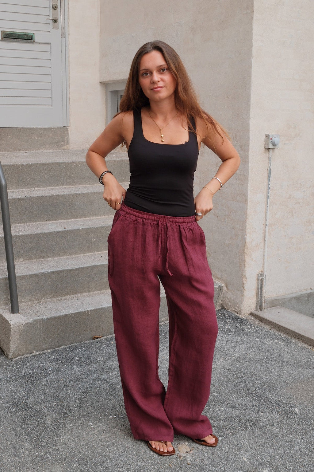 Astrid Lino Pants - Rosso