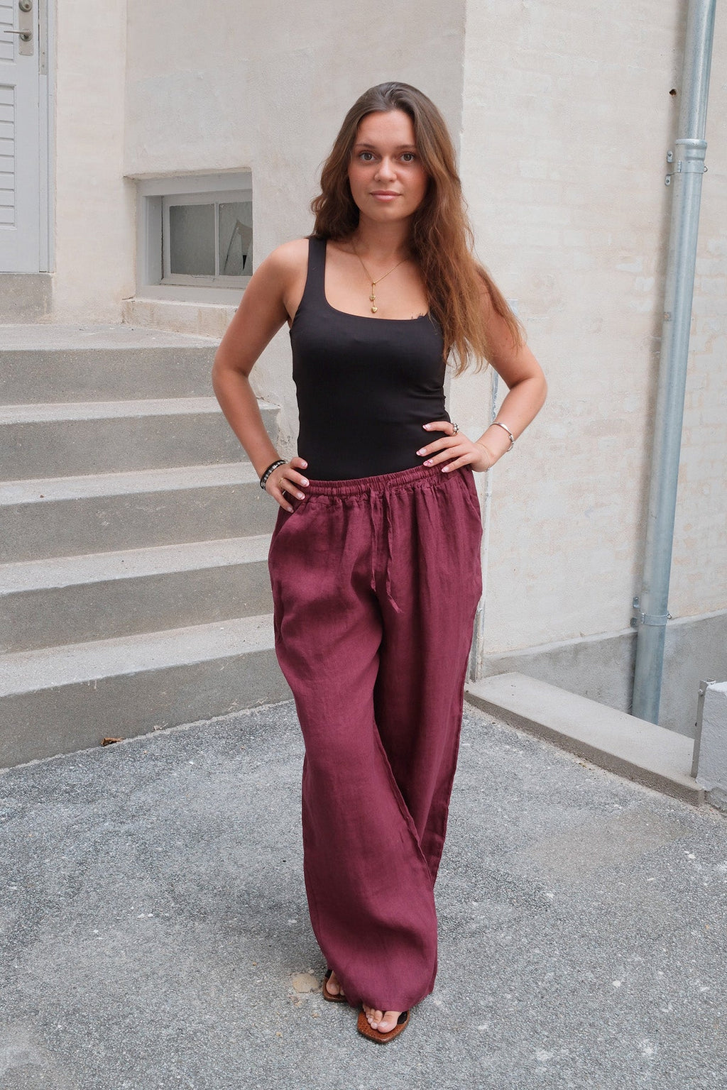 Astrid Lino Pants - Rosso