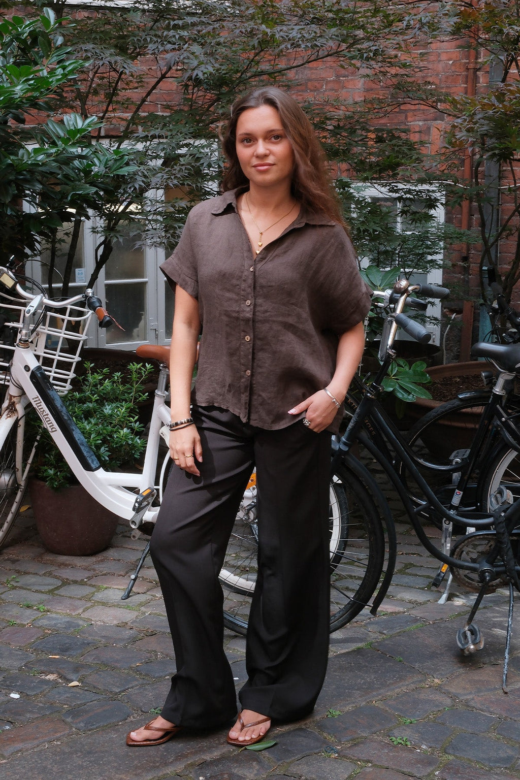 Camicia in lino Astrid - Marrone