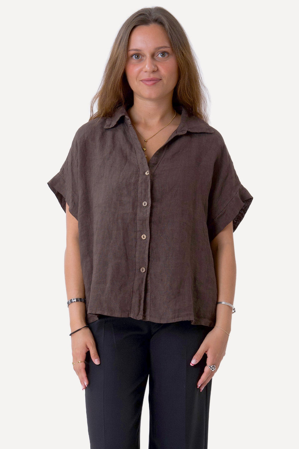 Camicia in lino Astrid - Marrone
