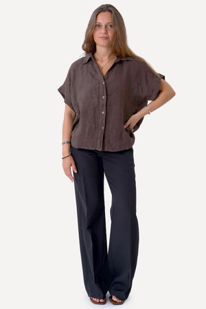 Camicia in lino Astrid - Marrone