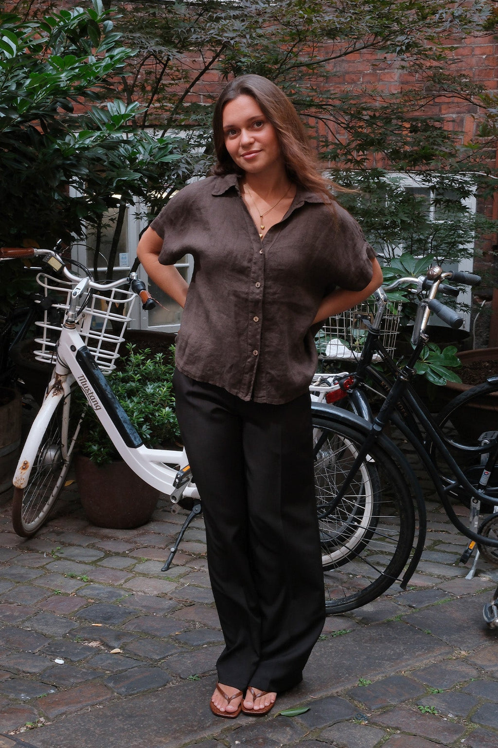 Camicia in lino Astrid - Marrone