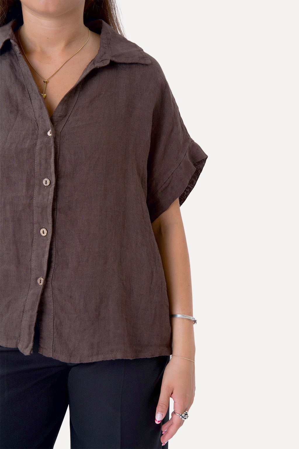 Camicia in lino Astrid - Marrone