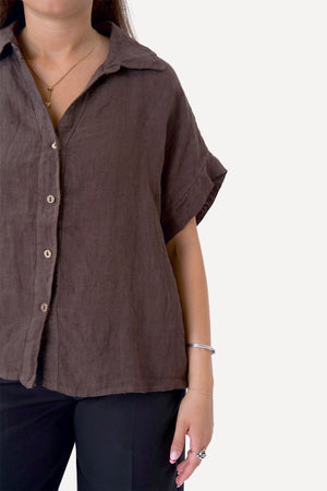 Camicia in lino Astrid - Marrone