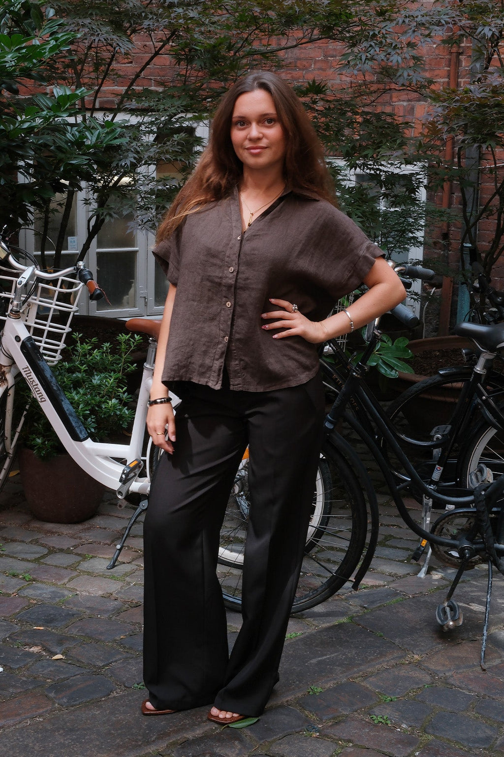 Camicia in lino Astrid - Marrone