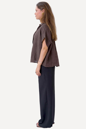 Camicia in lino Astrid - Marrone