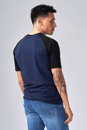 T-shirt Raglan di base-Navy nero