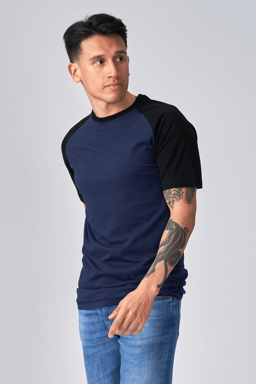 T-shirt Raglan di base-Navy nero