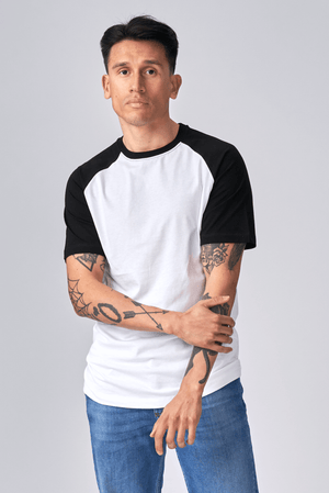 T -shirt Raglan di base - bianco e nero