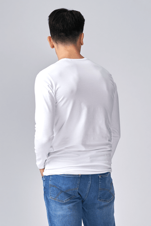 T-shirt muscolare a maniche lunghe-bianco