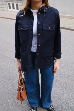 Camicia in twill color ambra - Blu marino