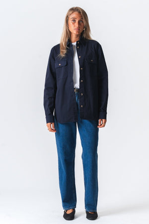 Camicia in twill color ambra - Blu marino