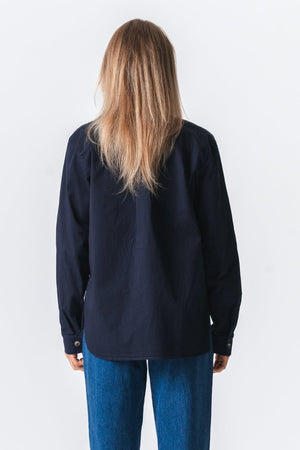 Camicia in twill color ambra - Blu marino